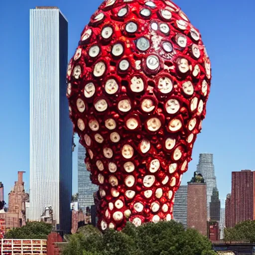 Image similar to building shaped like an amanita muscaria in the New York skyline