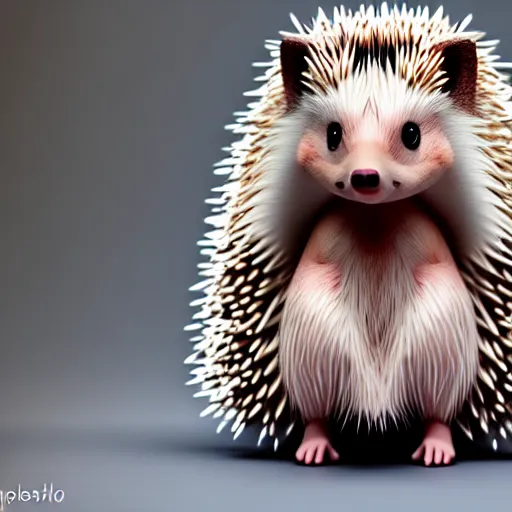 Prompt: full length beautiful hedgehog girl, style studio shot, professional photographer, many details, super realistic, high quality, 8 k