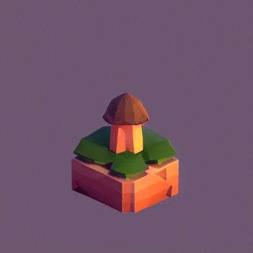 Prompt: a cute little matte low poly isometric mushroom, lat lighting, soft shadows, trending on artstation, 3d render, monument valley, fez video game,