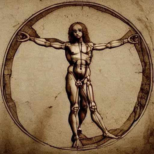 Image similar to anatomically correct vitruvian woman by leonardo da vinci