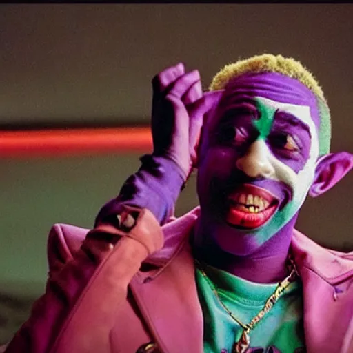 Prompt: a still of tyler the creator in joker