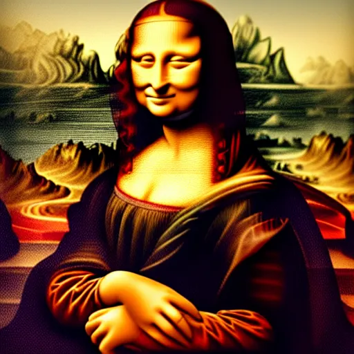 Image similar to mona lisa in style of an insane person imagination, behance, hd wallpaper