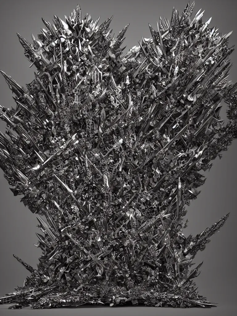 Prompt: a digital art of a throne made from several hundreds of swords, wlop, greg luthowski, raphael lascote, michalkarcz, extremely detailed, trending on artstation