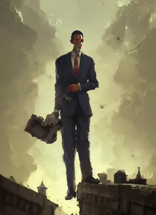 Image similar to a person eating world, wearing suit, by greg rutkowski, trending on artstation, masterpiece