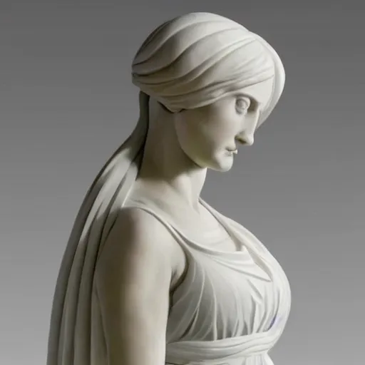 Image similar to a statue of a woman in a white dress, a marble sculpture by luca della robbia, cgsociety, new sculpture, marble sculpture, made of plastic, da vinci