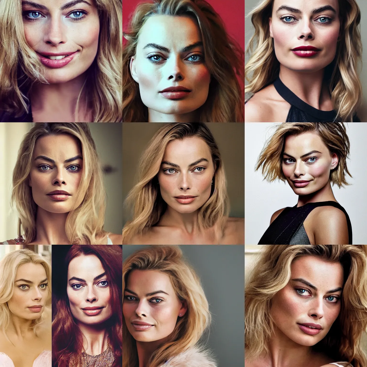 Prompt: portrait of a beautiful woman that is a mix of rebecca fergueson and margot robbie