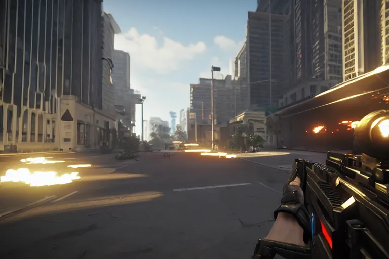 Prompt: a first person shooter game trailer on avenida paulista, cinematic lightning, ray tracing, unreal engine 5, photorealistic