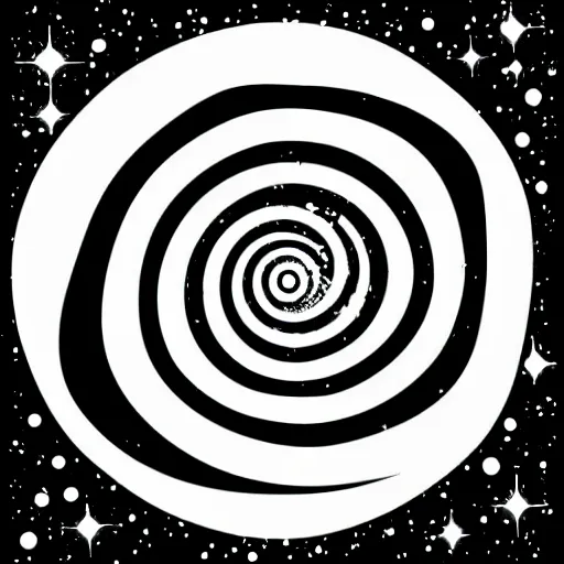 Prompt: black and white illustration spiral galaxy vector