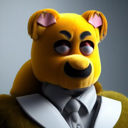 Image similar to adolf hitler as yoohoo fluffy toy, realistic, octane render, trending on artstation, grteg rutkowski