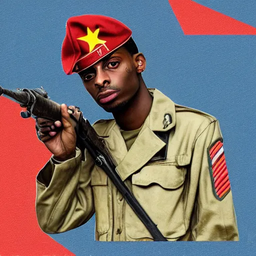 Prompt: playboi carti as a world war ii soldier digital art 4 k detailed super realistic