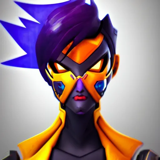 Prompt: concept art of a fusion of Tracer and Widowmaker from Overwatch, detailed bust, art, concept art, trending on artstation