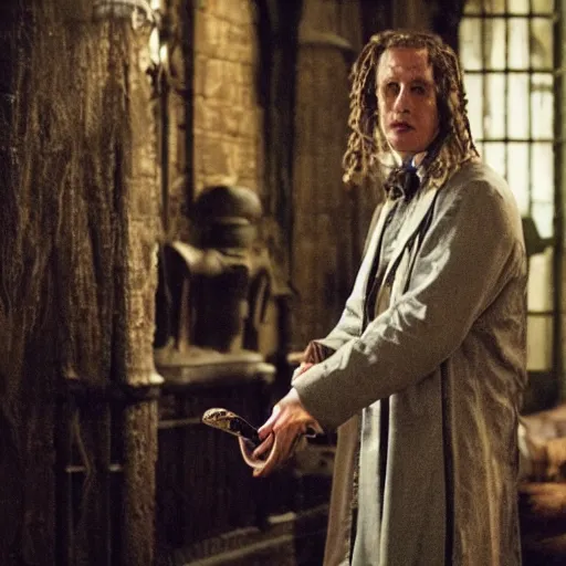 Image similar to a film still of doctor snakehead in harry potter