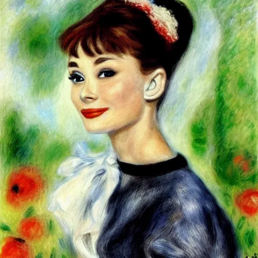 Prompt: audrey hepburn art by renoir.