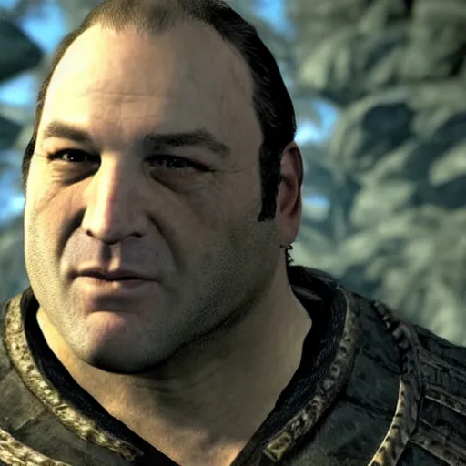 Prompt: james gandolfini as the main character of skyrim