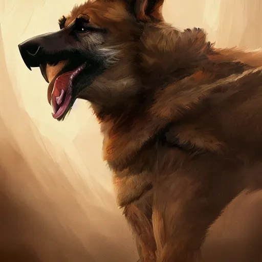 Image similar to a humanoid german shepherd beast - man posing as a eagle scout, highly detailed, digital painting, artstation, concept art, smooth, sharp focus, illustration, art by wlop