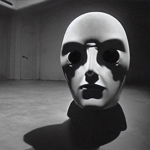 Image similar to Possession (1981) movie by Andrzej Żuławski, movie still, robot head and man head, dop