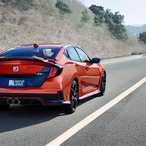 Prompt: 2 0 2 0 civic coupe type r from behind