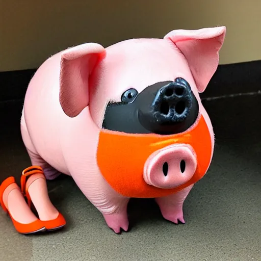 Image similar to cute pig wearing orange inmate clothes