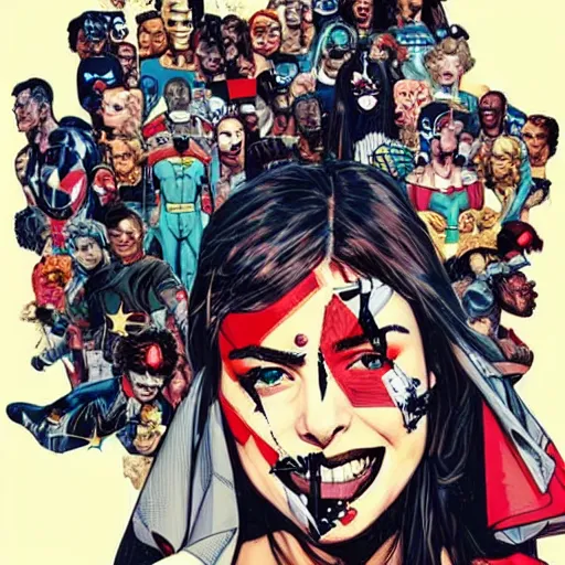 Image similar to The last selfie ever taken, by MARVEL comics and Sandra Chevrier