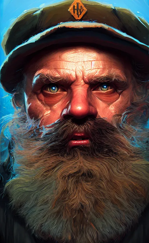 Prompt: hobocop from the disco elysium, concept art by aleksander rostov, oil painting, large strokes, artstation trending, symmetry, awesome exposition, very detailed, highly accurate, intricate, professional lighting diffracted lightrays, 8 k, sense of awe, gamers magazine cover