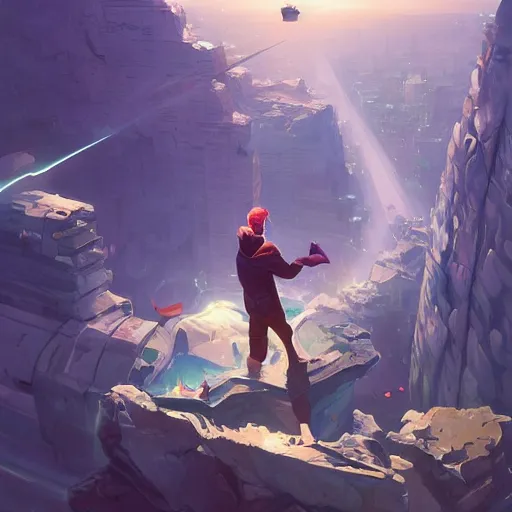 Image similar to people overlooking new york being invaded by aliens, in marble incrusted of legends official fanart behance hd by jesper ejsing, by rhads, makoto shinkai and lois van baarle, ilya kuvshinov, rossdraws global illumination