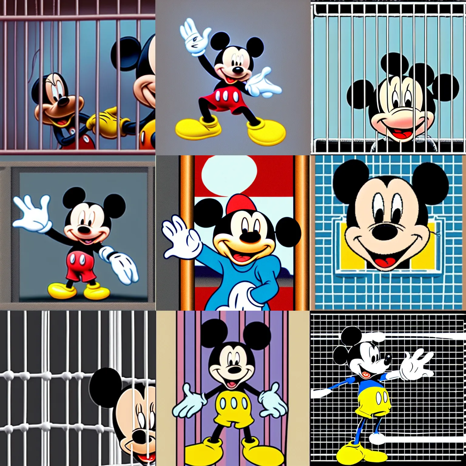 Image similar to Mickey in jail, by Disney