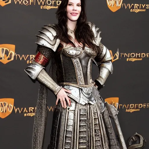 Prompt: full body photo of liv tyler as a warrior with diamond encrusted armour