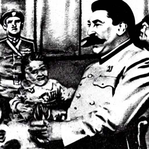 Prompt: josef stalin is eating children brutally