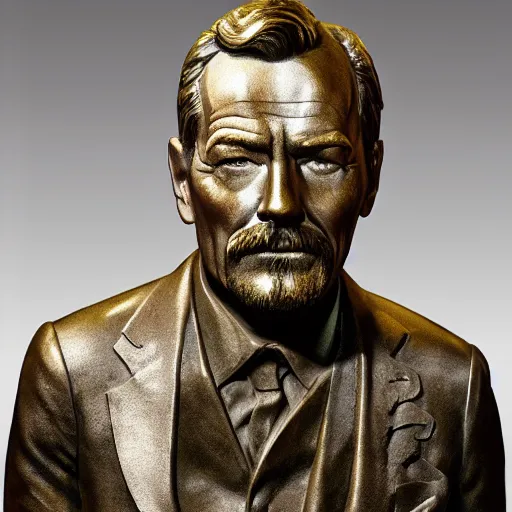 Prompt: bryan cranston as a bronze statue