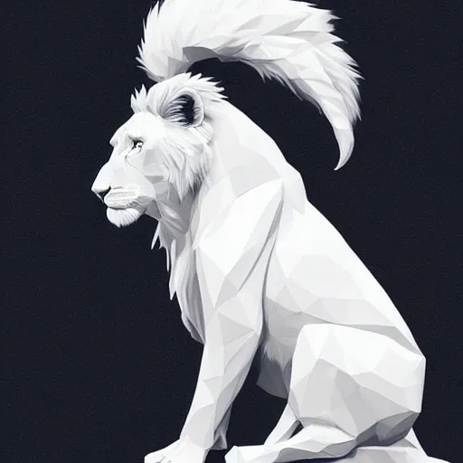 Prompt: aesthetic portrait commission of a albino male furry anthro low - poly lion, character design by charlie bowater, ross tran, artgerm, and makoto shinkai, detailed, inked, western comic book art, 2 0 2 1 award winning painting