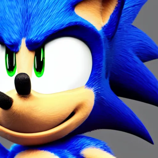 Image similar to a mugshot of sonic the hedgehog, photorealistic, rtx on