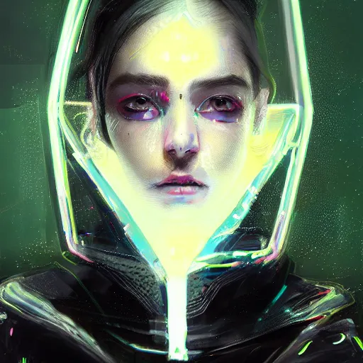 Image similar to portrait of a skill magic deepdream guard girl cyberpunk futuristic, reflective puffer jacket, black leggings from the back radiating a glowing aura by ismail inceoglu dragan bibin hans thoma, perfect face, fine details, realistic shaded, fine - face, pretty face