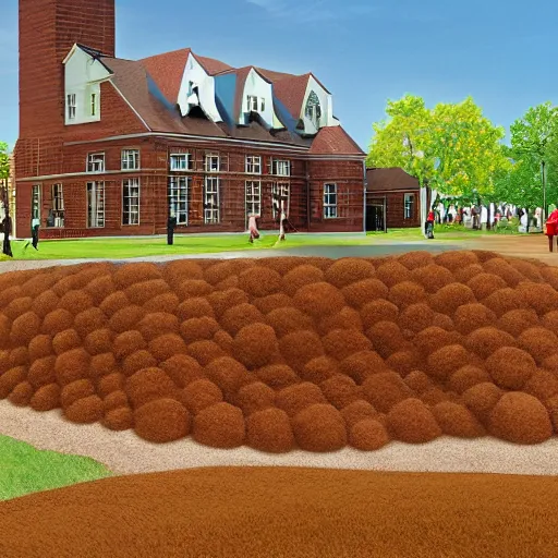 Image similar to a giant anthill in the shape of an old-fashioned school, photorealistic