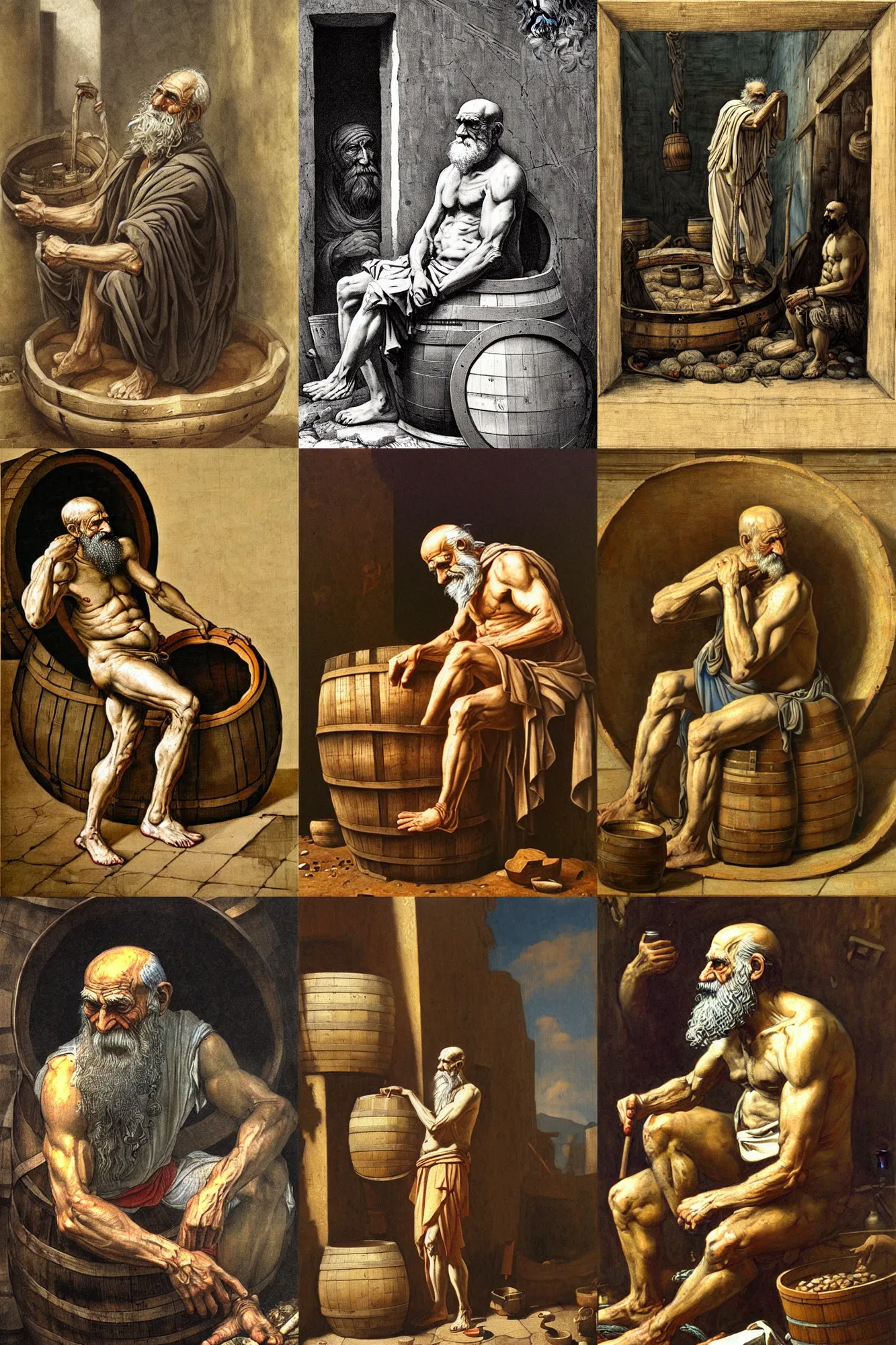 diogenes of sipone living in his barrel, looking for | Stable Diffusion ...