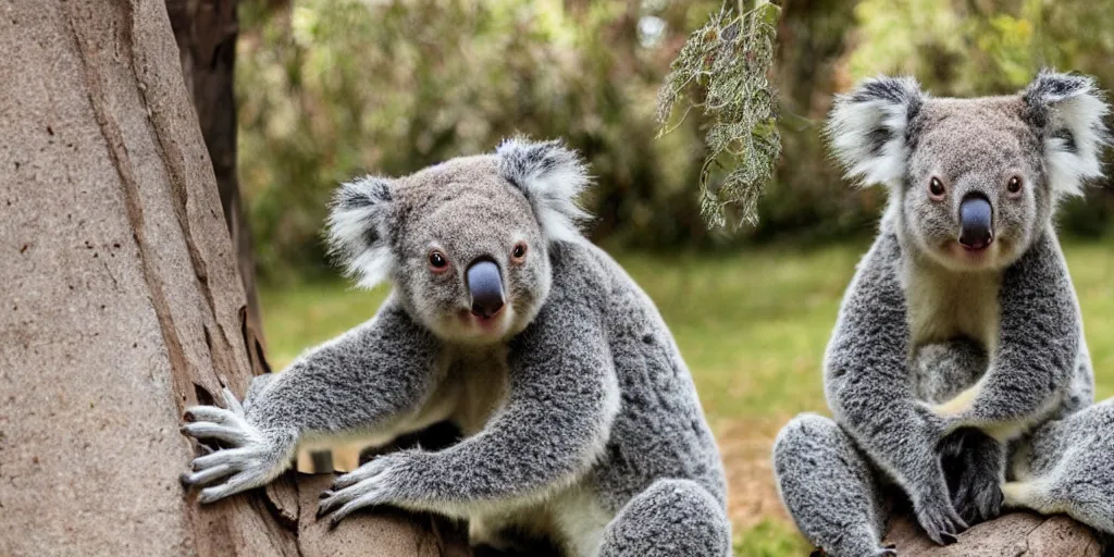 Image similar to official photography of a noble koala in the costume of the French Academy