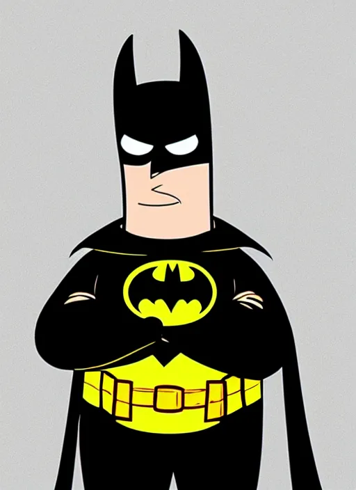 Prompt: peter griffin, wears batman costume, cartoon edition,