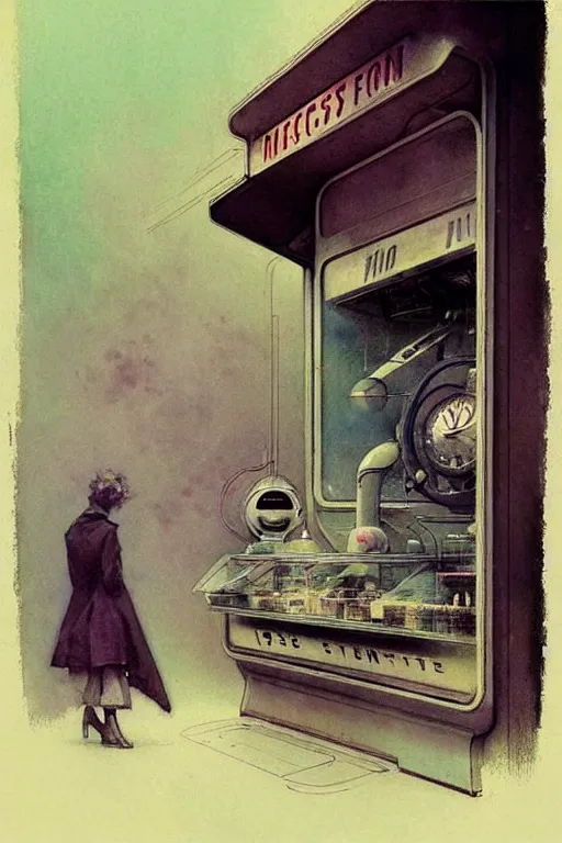 Prompt: ( ( ( ( ( 1 9 5 0 s retro science fiction shopfront. muted colors. ) ) ) ) ) by jean - baptiste monge!!!!!!!!!!!!!!!!!!!!!!!!!!!!!!