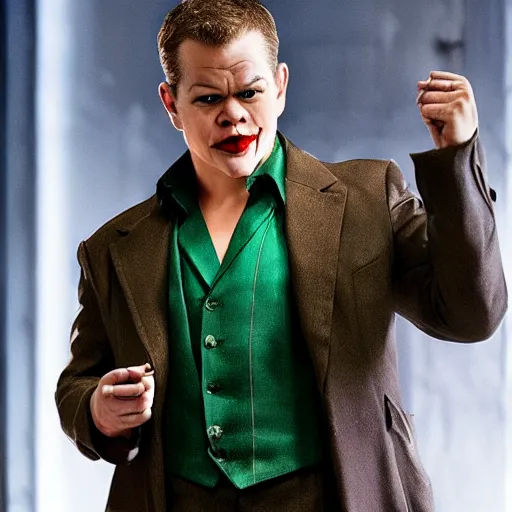 Prompt: matt damon as the joker from batman