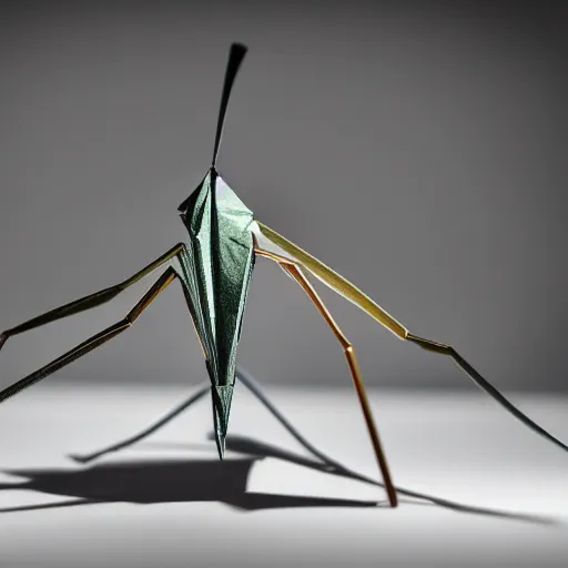 Prompt: origami mantis, ultra realistic, studio shot, dramatic lighting, close up