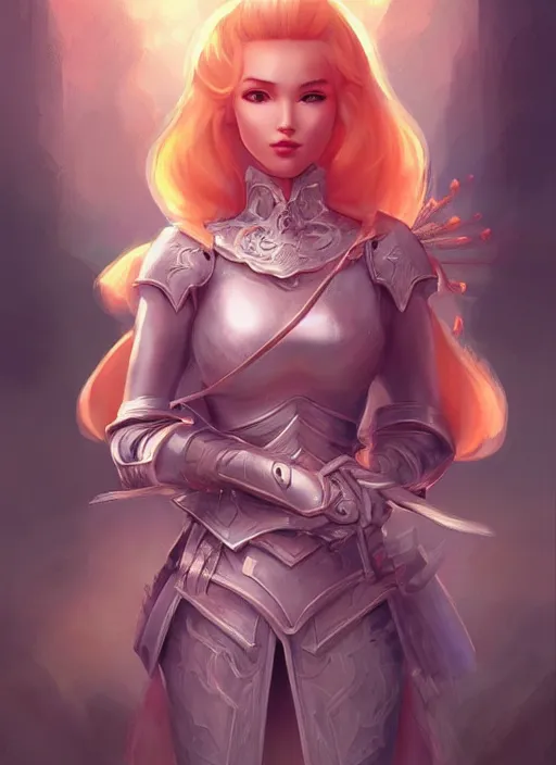 Prompt: beautiful portrait of a gorgeous knight who looks like Princess Peach , character design by Ross Tran, artgerm detailed, soft lighting