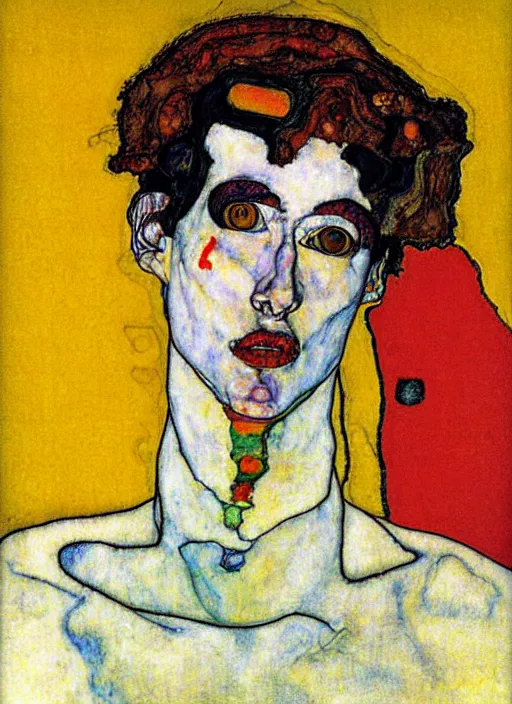 Prompt: rainbow piece of cheese, egon schiele