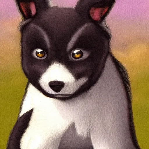 Image similar to umbreon pup in the style of a naturalist painting