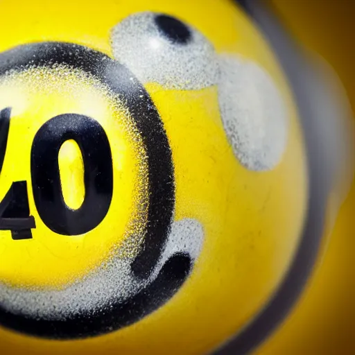 Prompt: a yellow billiard ball with the number '42', macro photo 105mm trending on 500px