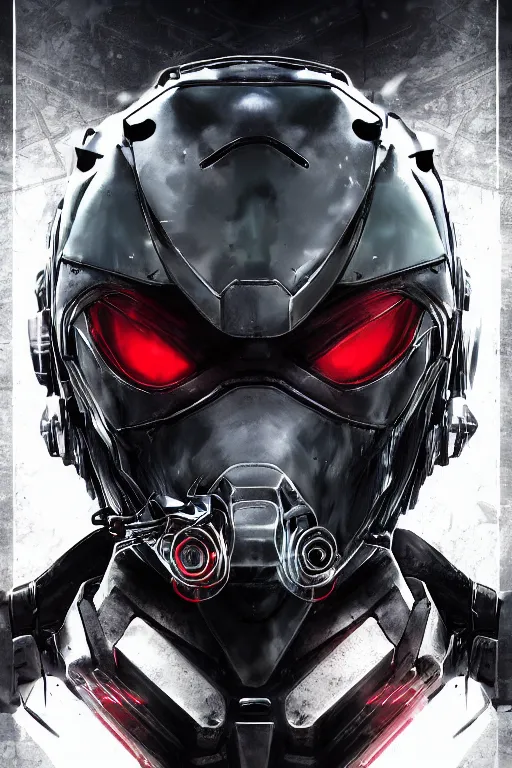 Image similar to cyber cyborg ninja mask helmet metal gear solid artic suit swat commando, global illumination ray tracing hdr fanart arstation by sung choi and eric pfeiffer and gabriel garza and casper konefal, a spectacular view cinematic rays of sunlight comic book illustration, by john kirby