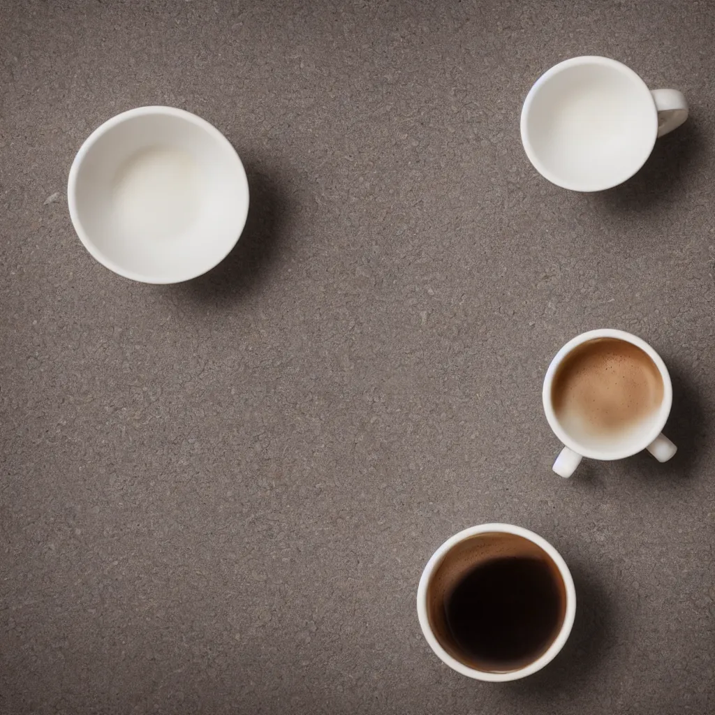 Image similar to wide angle photography of a coffee cup, product photography, small depth of field, fresh colors, 4k, trending on artstation