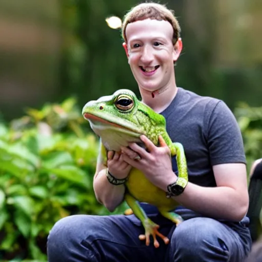 Image similar to mark zuckerberg holding a frog