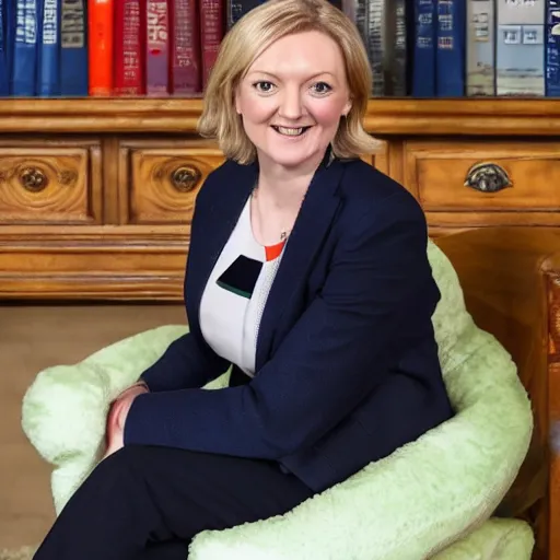 Image similar to liz truss as a plush toy,