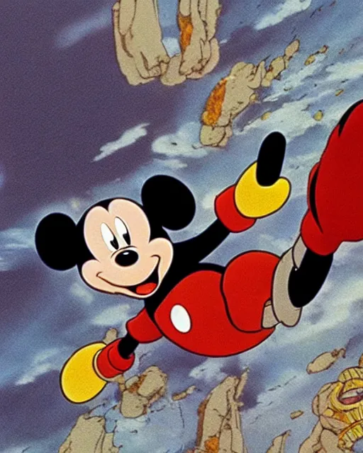 Prompt: a still of mickey mouse in akira ( 1 9 9 1 )