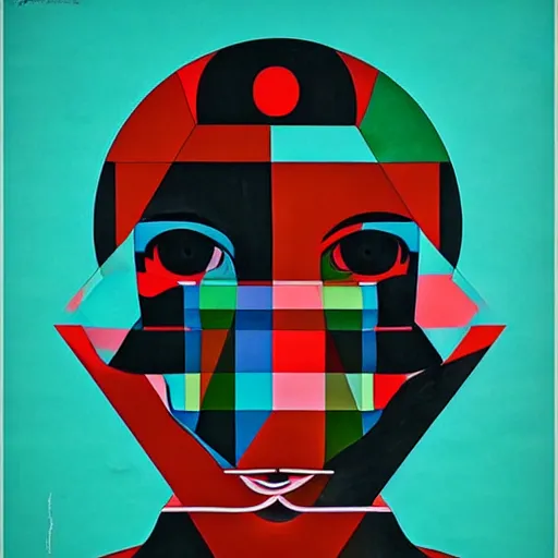 Image similar to constructivism monumental dynamic graphic super flat style portrait by avant garde painter, illusion surreal art, highly conceptual figurative art, intricate detailed illustration, controversial poster art, polish poster art, geometrical drawings, no blur