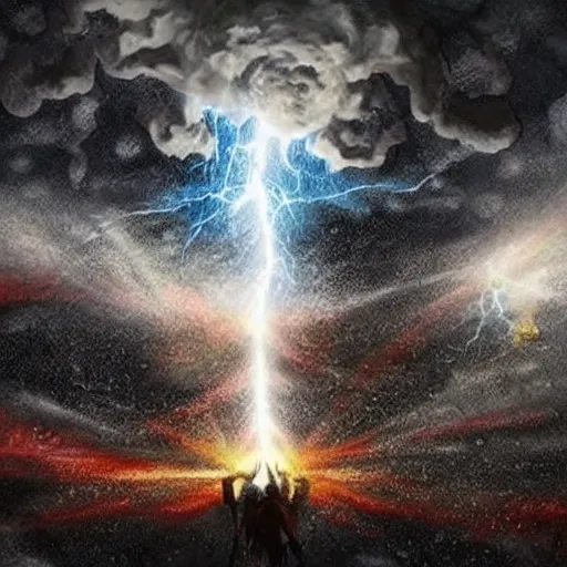 Image similar to gods rage raining down from the heavens